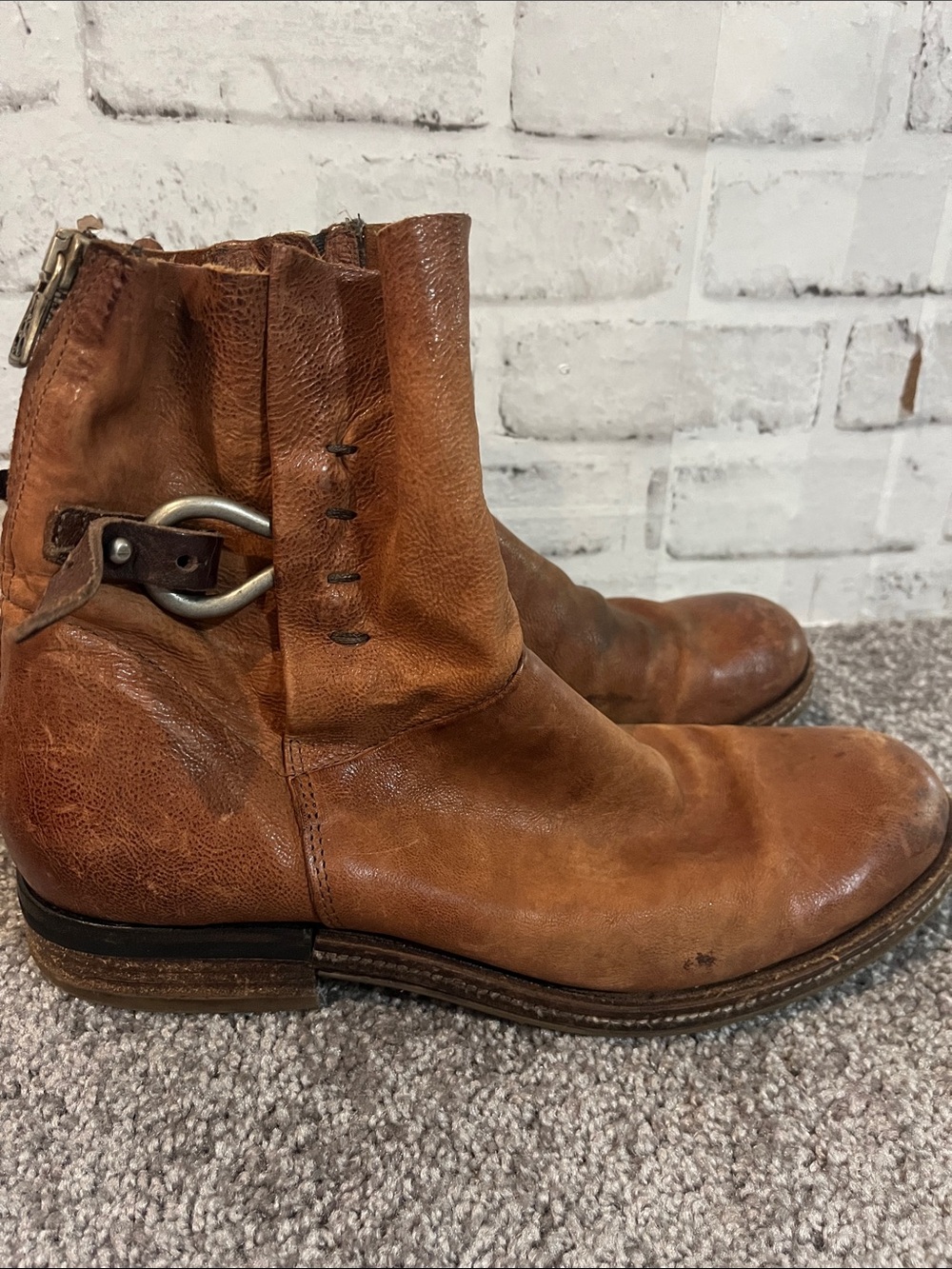 A.S. 98 brown leather biker boots